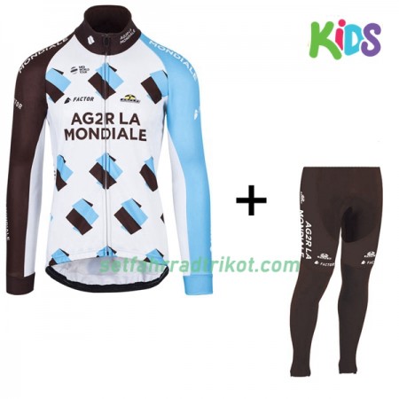 Radbekleidung Radtrikot Langarm + Lang Radhose 2017 AG2R La Mondiale Kinder N001